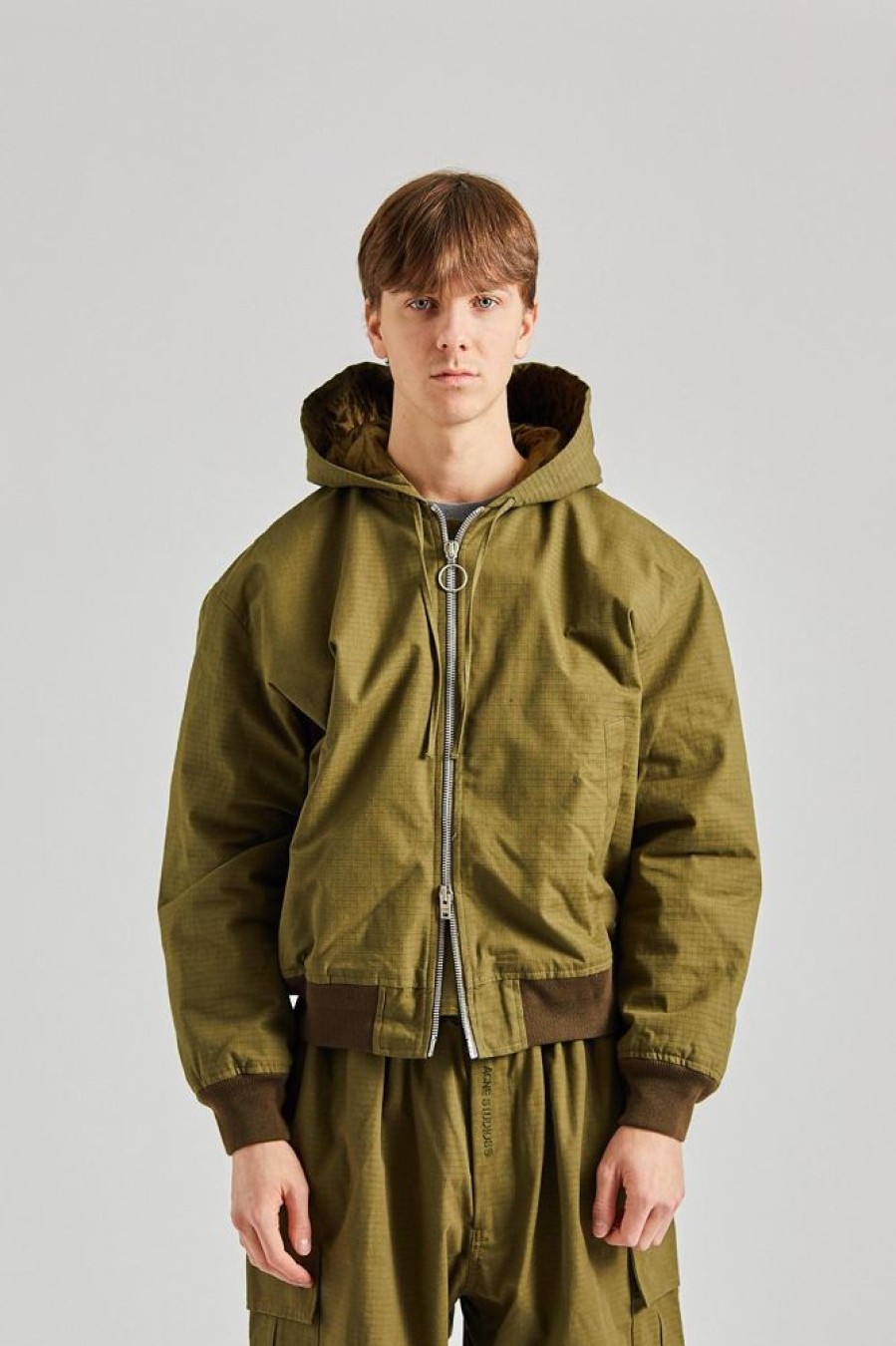 Herre Acne Studios Jakker | Ripstop Padded Jacket Olive Green Fn-Mn-Outw001028