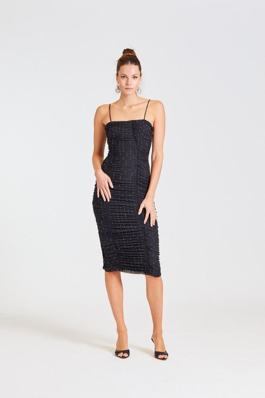 Dame ROTATE Birger Christensen Kjoler | Mesh Midi Dress Black