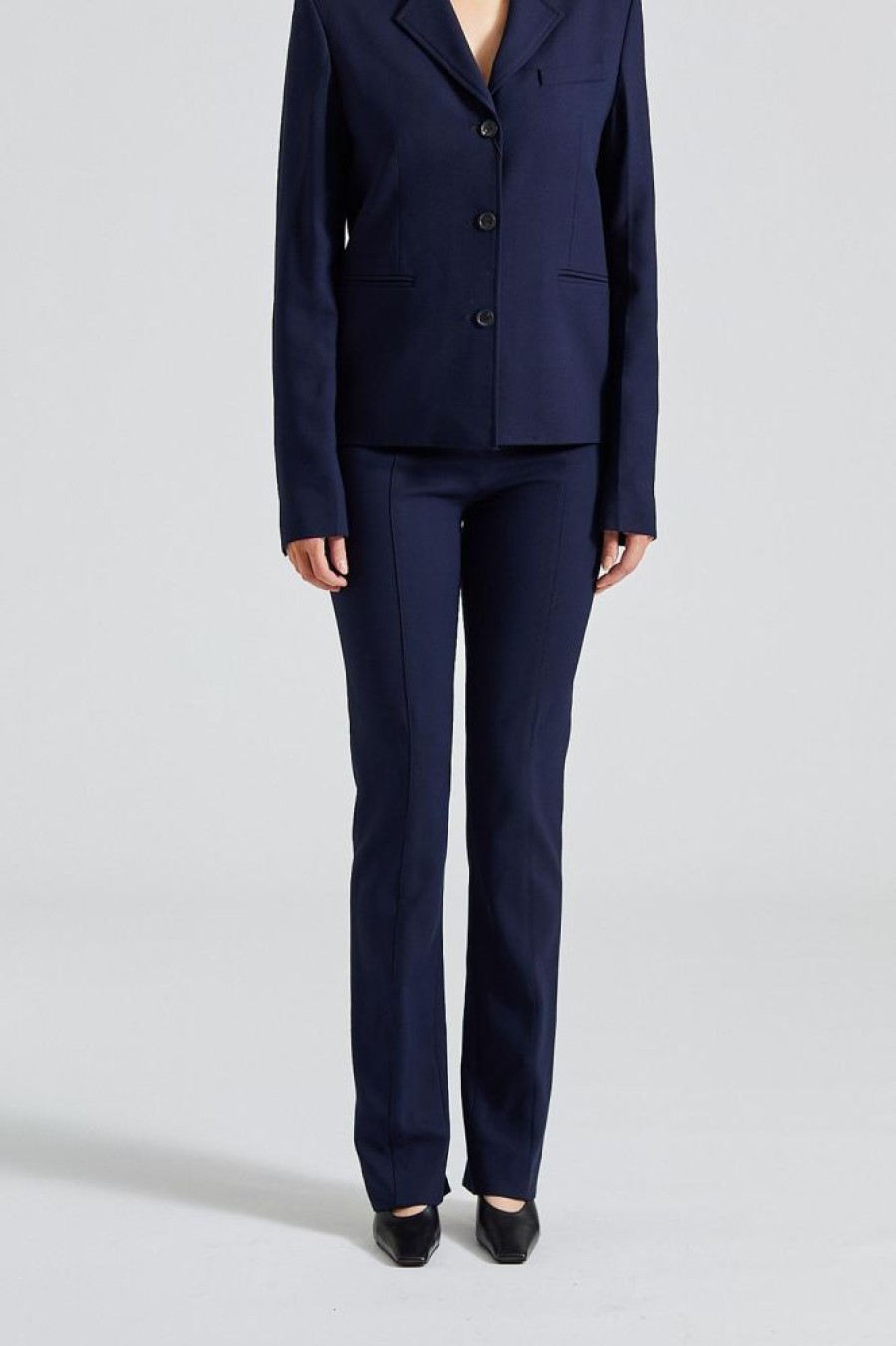 Dame Toteme Bukser | Slim Crepe Suit Trousers Navy