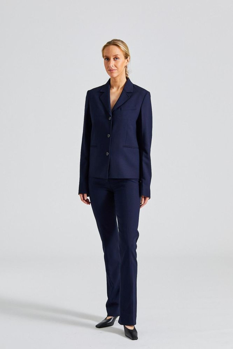 Dame Toteme Bukser | Slim Crepe Suit Trousers Navy