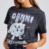 Dame Ganni T-Skjorter | Melange Light Purple Bunny Relaxed T-Shirt Phantom