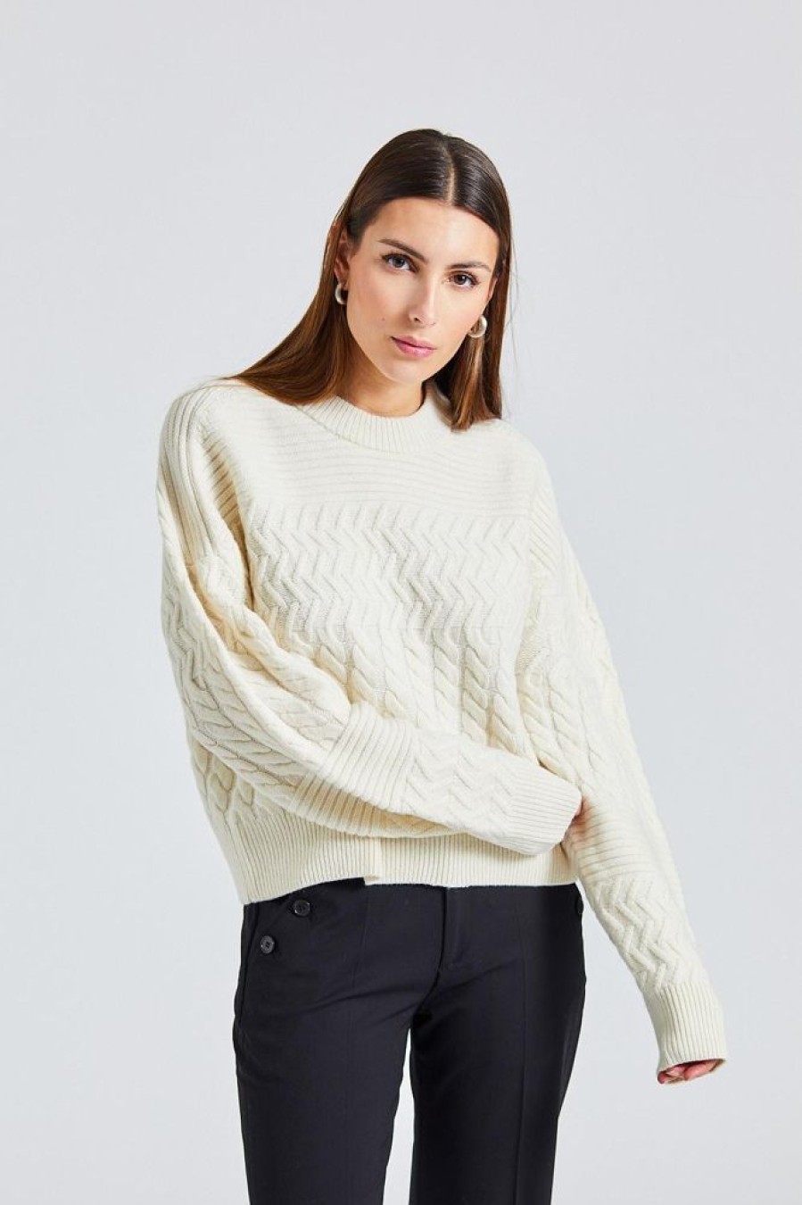 Dame Filippa K Gensere | Boxy Braided Sweater Chalk White