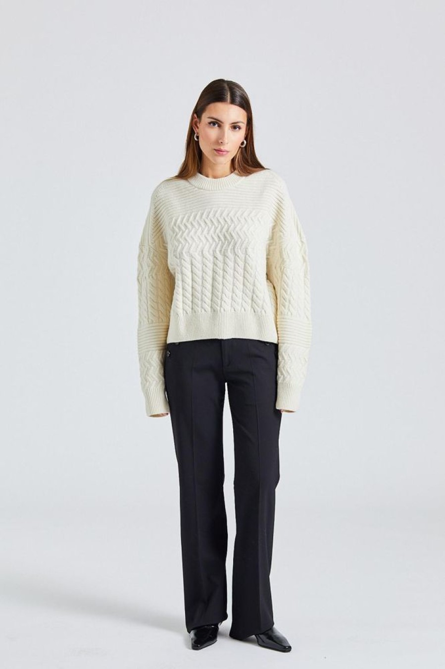 Dame Filippa K Gensere | Boxy Braided Sweater Chalk White