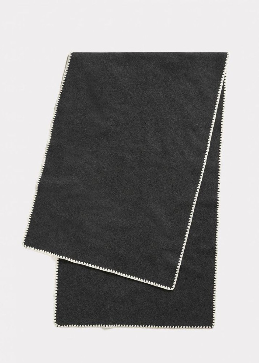 Dame Toteme Skjerf | Embroidered Wool Cashmere Scarf Grey Melange