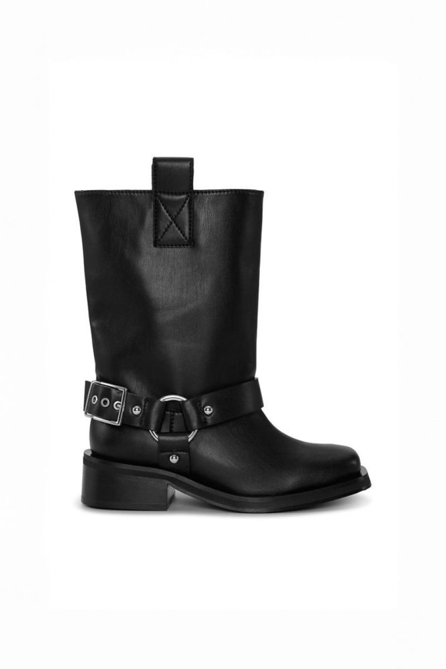 Dame Ganni Boots | Biker Tubular Mid Shaft Boot Black