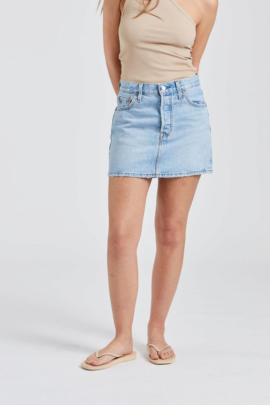 Dame Levi's Skjort | Icon Skirt Light Indigo Worn