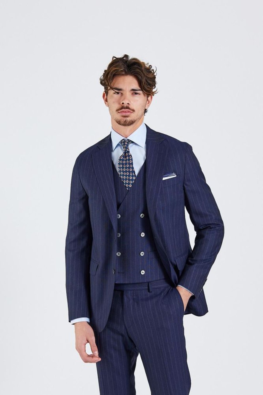 Herre Onesto Blazere | N.Siena Navy Pinstripe