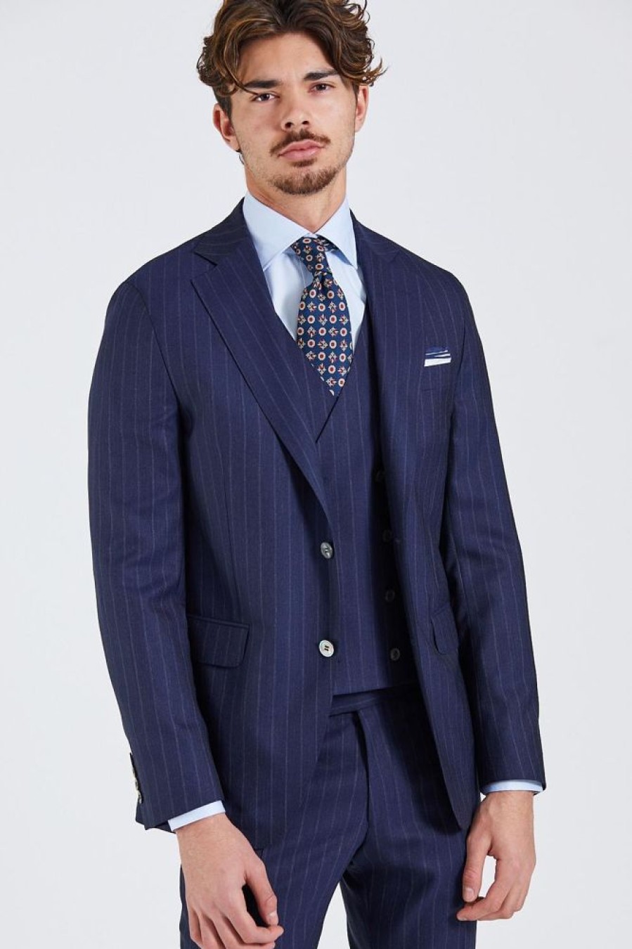 Herre Onesto Blazere | N.Siena Navy Pinstripe