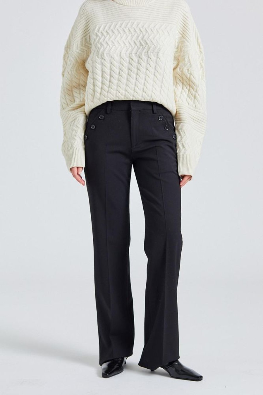 Dame Filippa K Bukser | Straight Tailored Trousers Black