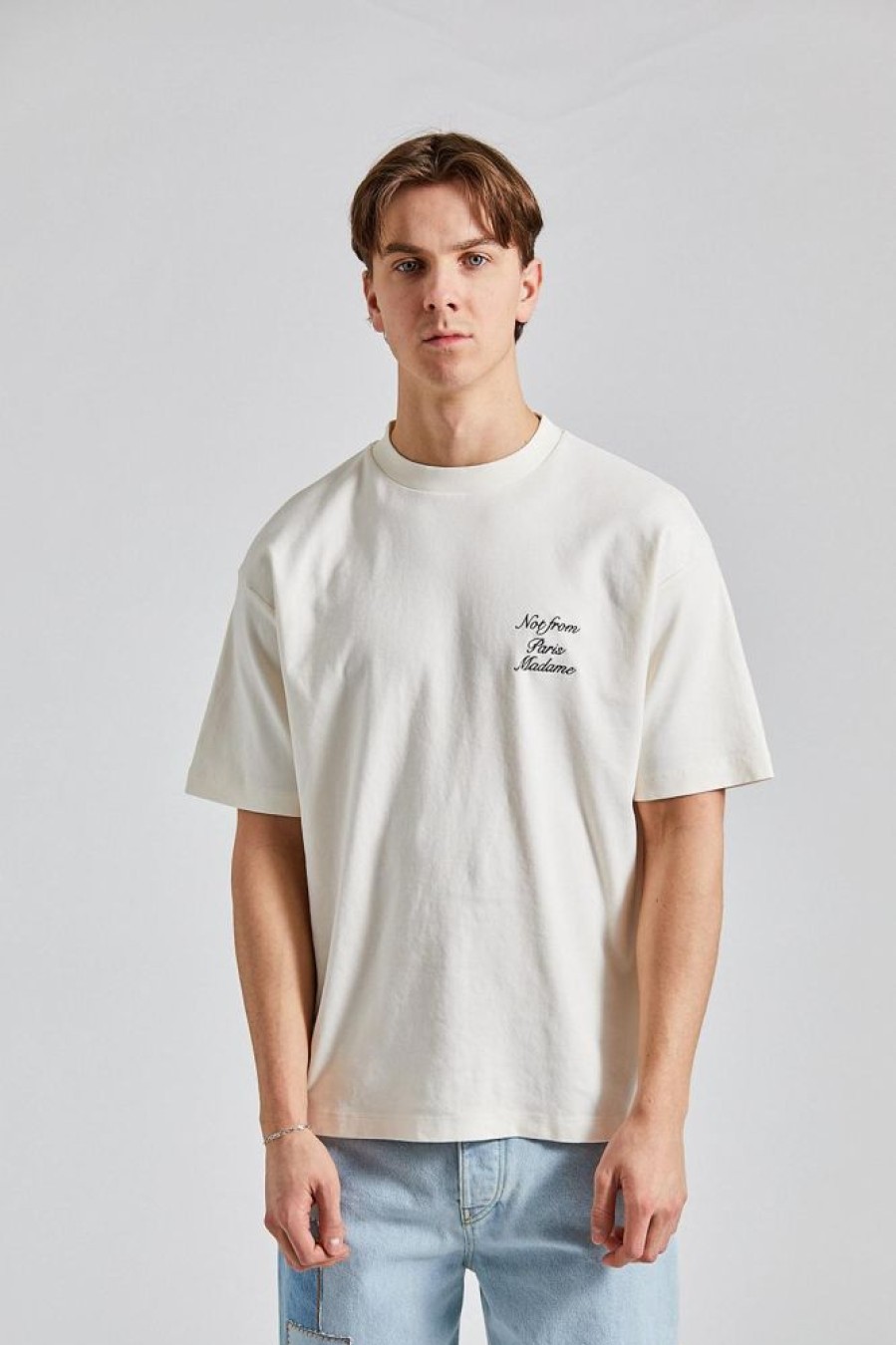 Herre Drôle de Monsieur T-Skjorter | Le T-Shirt Slogan Cursive Cream