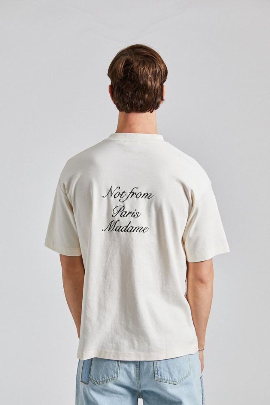 Herre Drôle de Monsieur T-Skjorter | Le T-Shirt Slogan Cursive Cream