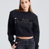 Dame ROTATE Birger Christensen Gensere | Sequin Logo Sweater Black