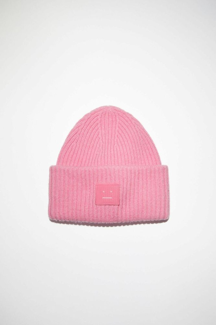 Dame Acne Studios Luer Og Panneband | Large Face Logo Beanie Bubble Pink Fa-Ux-Hats000063