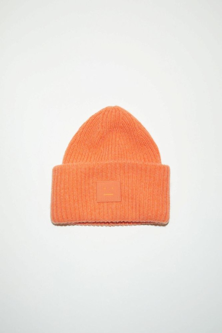 Dame Acne Studios Luer Og Panneband | Large Face Logo Beanie Fa-Ux-Hats000063 Mandarin Orange