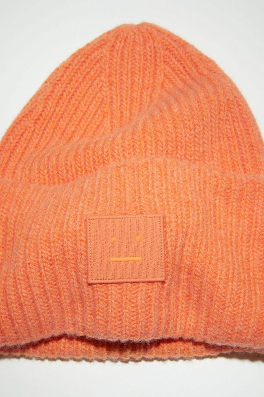 Dame Acne Studios Luer Og Panneband | Large Face Logo Beanie Fa-Ux-Hats000063 Mandarin Orange