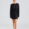 Dame ROTATE Birger Christensen Kjoler | Sequins Low Back Dress Black Comb