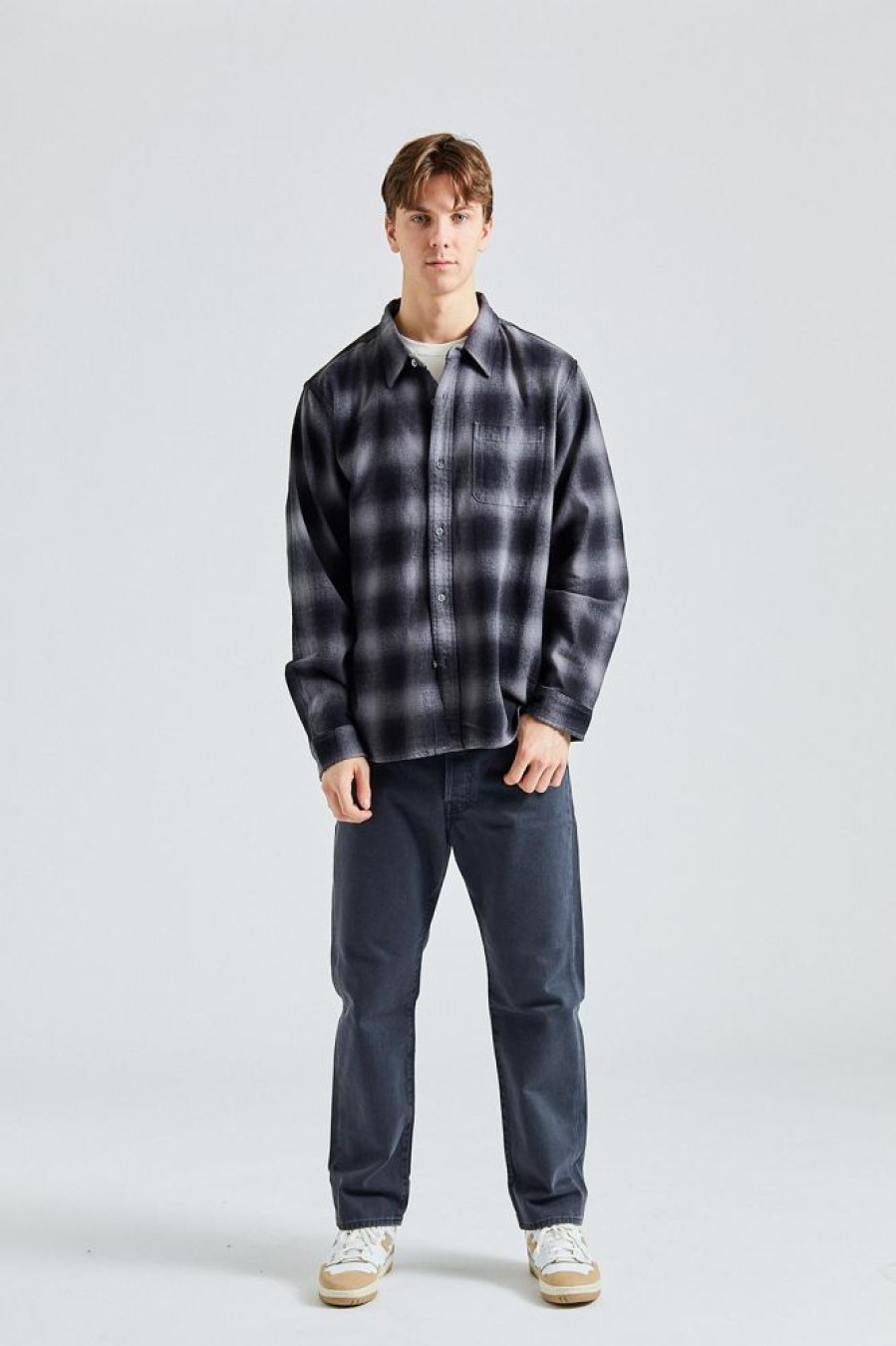 Herre Stüssy Skjorter | Pete Plaid Shirt Charcoal