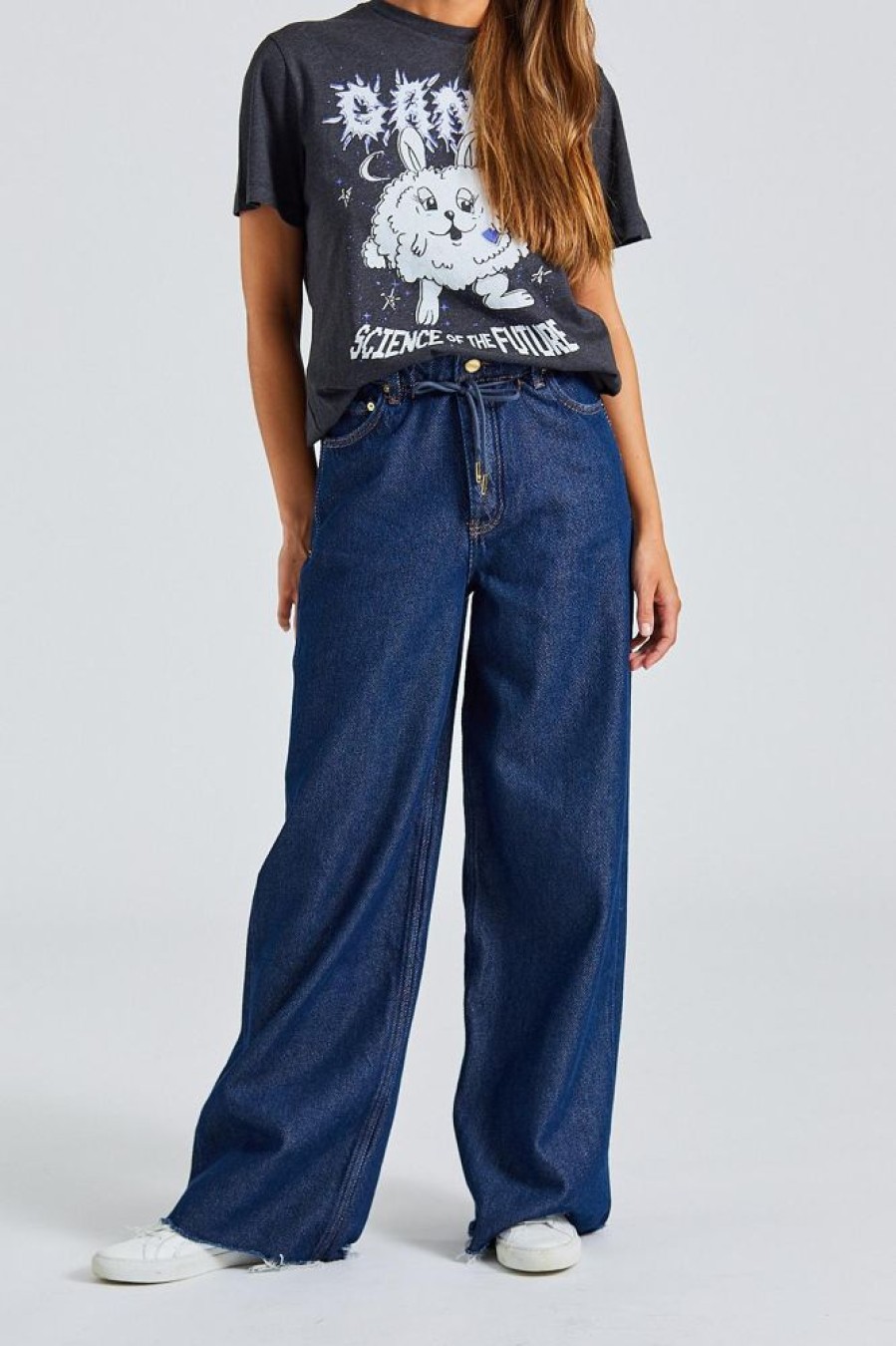 Dame Ganni Jeans | Heavy Denim Wide Drawstring Jeans Rinse