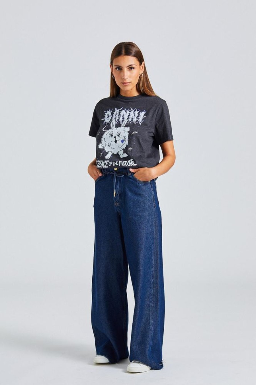 Dame Ganni Jeans | Heavy Denim Wide Drawstring Jeans Rinse