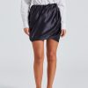 Dame Ganni Skjort | Double Satin Mini Skirt Black