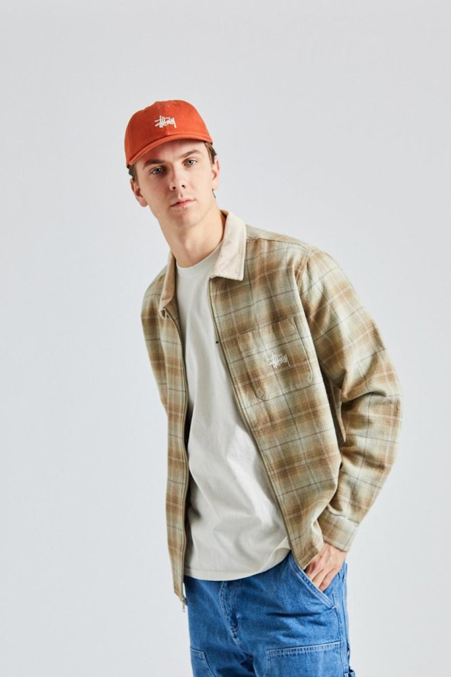 Herre Stüssy Jakker | Frank Plaid Zip Shirt Tan