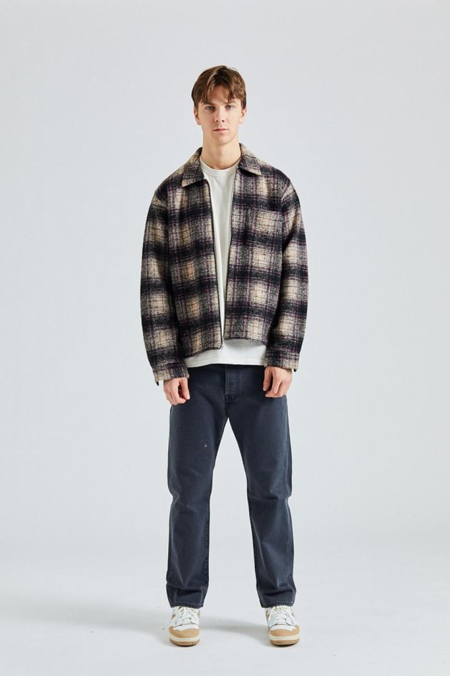 Herre Stüssy Jakker | Wool Plaid Zip Shirt Liliac