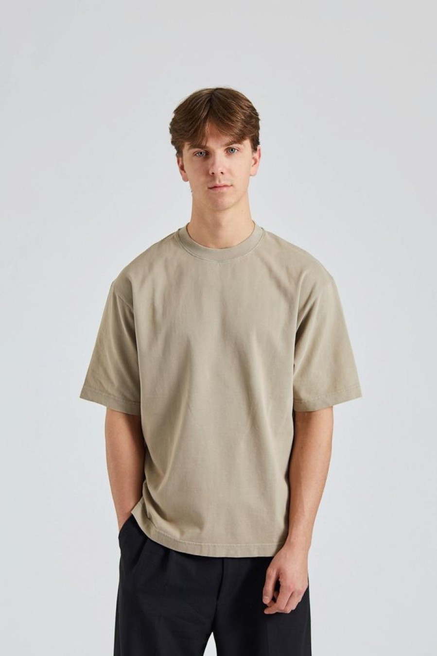 Herre Acne Studios T-Skjorter | Crew Neck T-Shirt - Relaxed Fit Concrete Grey Fn-Ux-Tshi000018