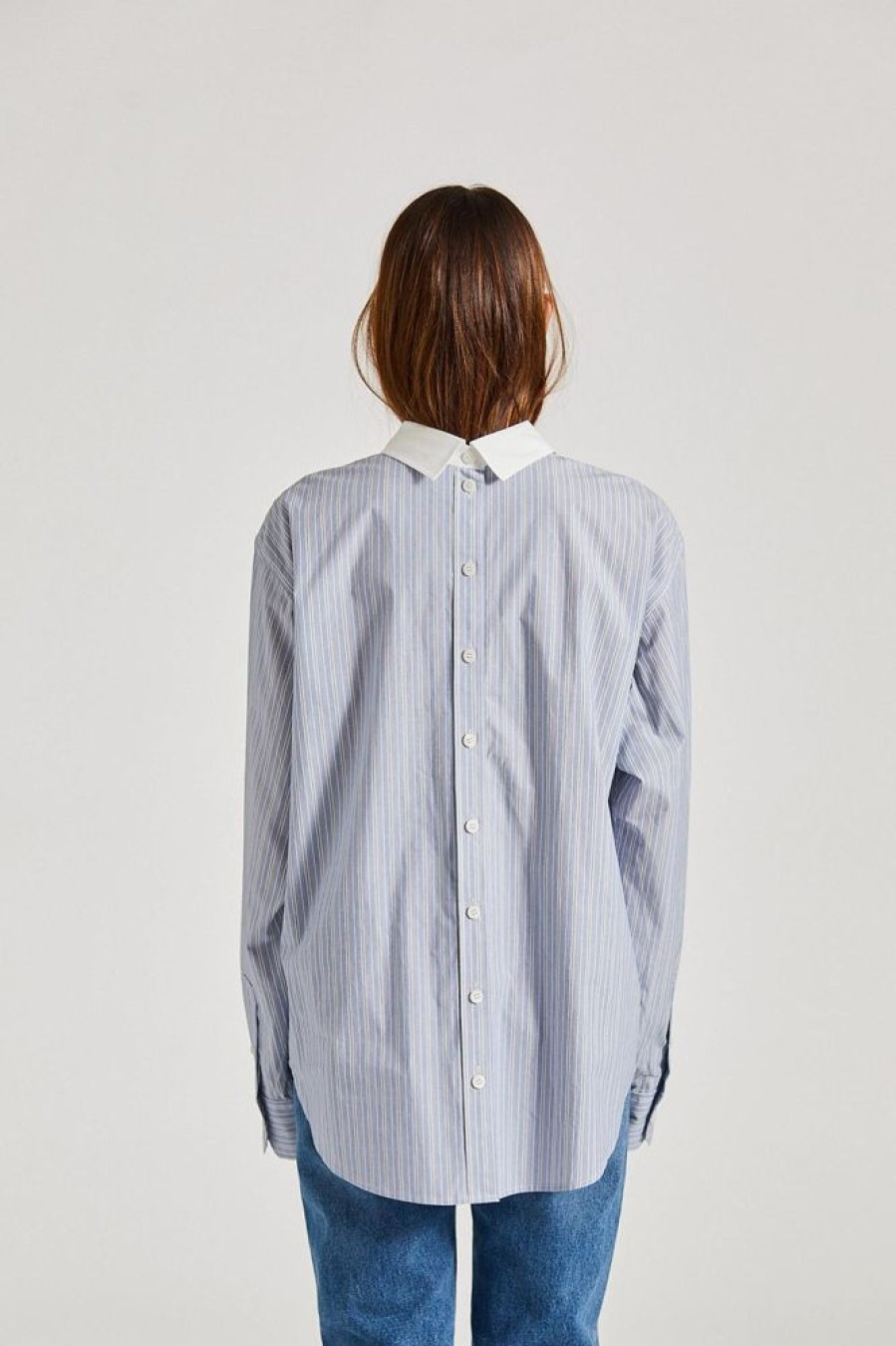 Dame Acne Studios Skjorter Og Bluser | Stripe Shirt Blue/White Fn-Wn-Blou001031