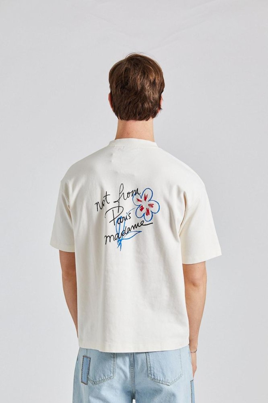 Herre Drôle de Monsieur T-Skjorter | Le T-Shirt Slogan Esquisse Cream