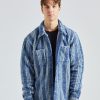 Herre Stüssy Jakker | Stripe Sherpa Shirt Indigo