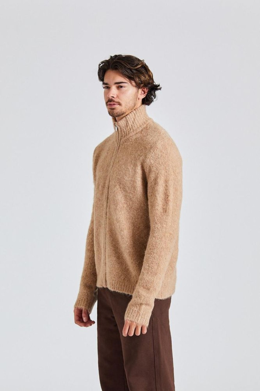 Herre Holzweiler Cardigans | Atlantic Hairy Zip Cardigan Beige