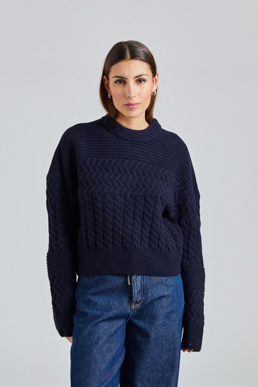 Dame Filippa K Gensere | Boxy Braided Sweater Navy