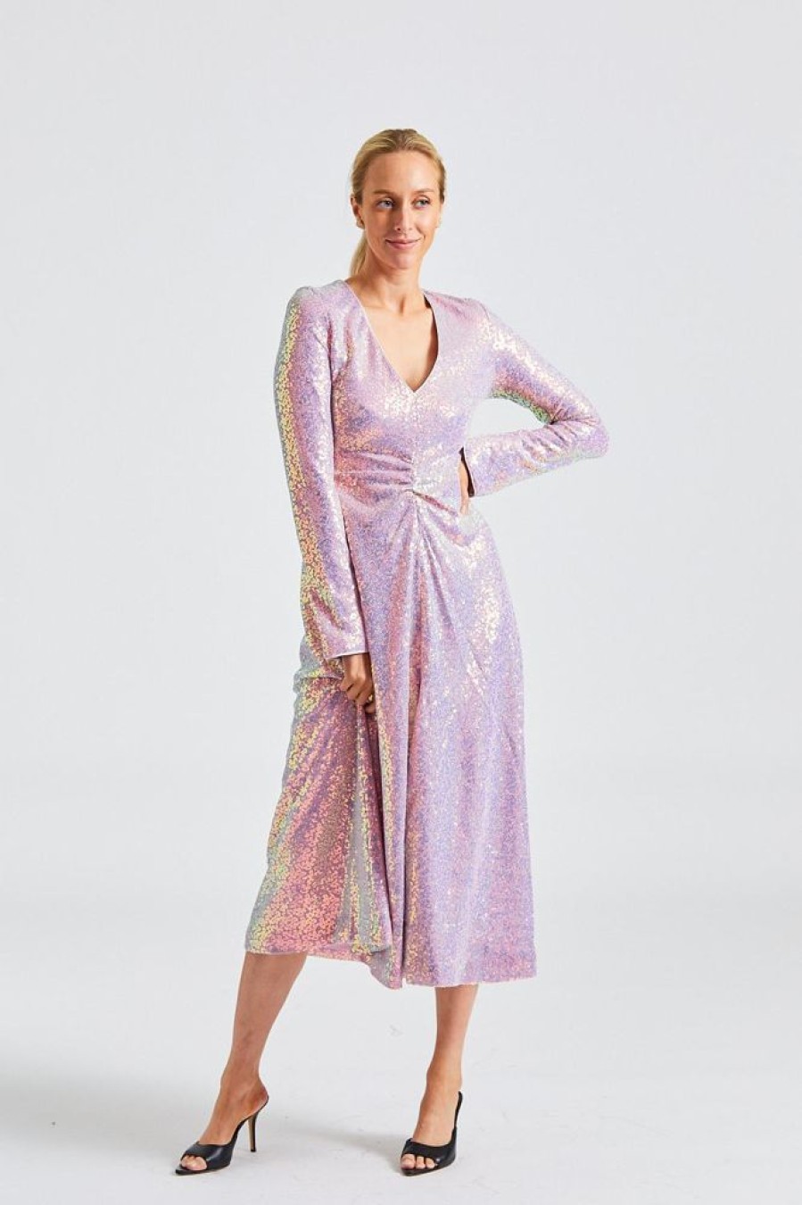 Dame ROTATE Birger Christensen Kjoler | Sequin Midi Dress Sachet Pink