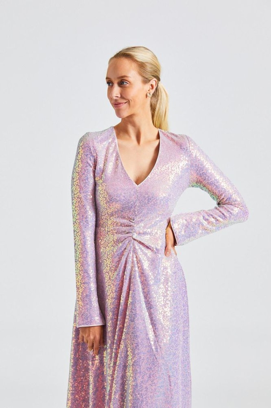 Dame ROTATE Birger Christensen Kjoler | Sequin Midi Dress Sachet Pink