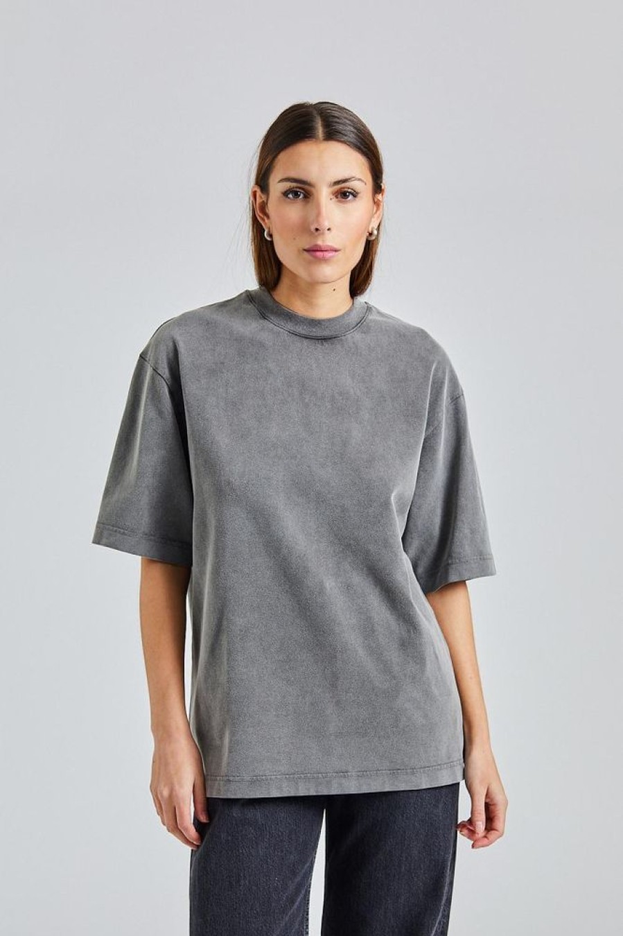 Dame Acne Studios T-Skjorter | Crew Neck T-Shirt Faded Black Fn-Ux-Tshi000018