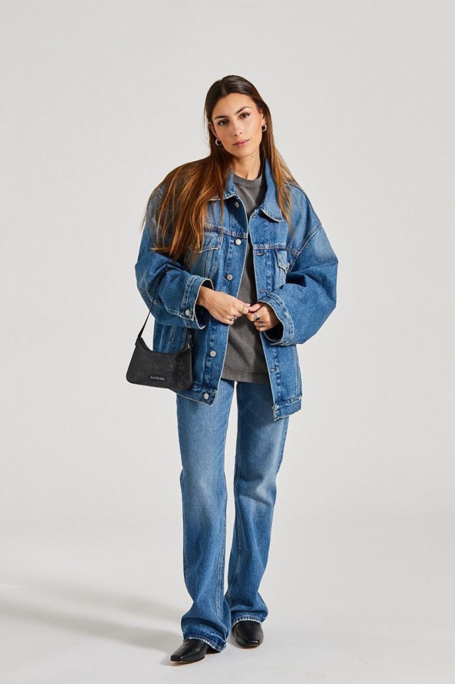 Dame Acne Studios Jakker | Oversized Denim Jacket Mid Blue Fn-Ux-Outw000013