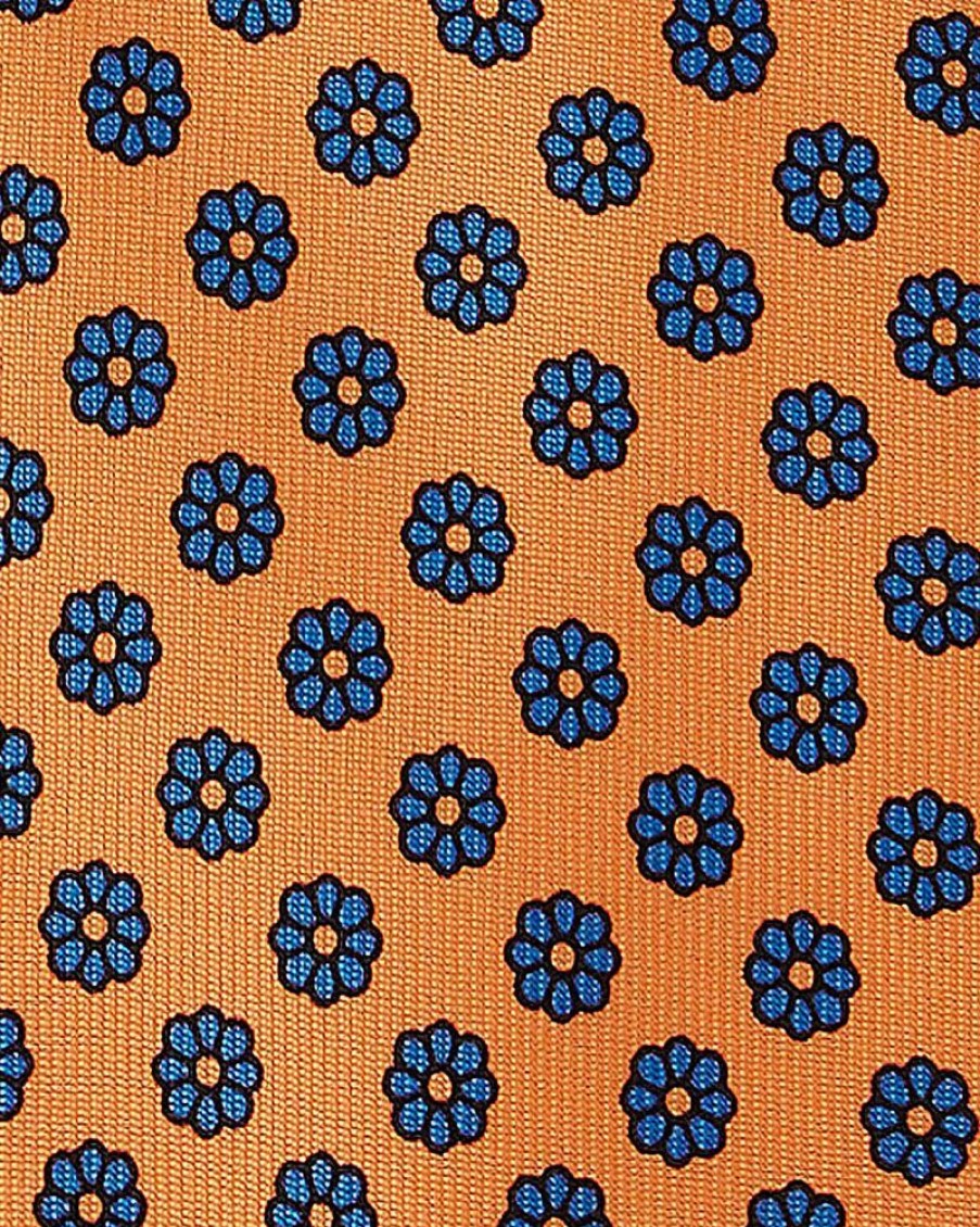 Herre Viola Milano Slips Og Sloyfer | Floral Pattern Selftipped Silk Tie Orange