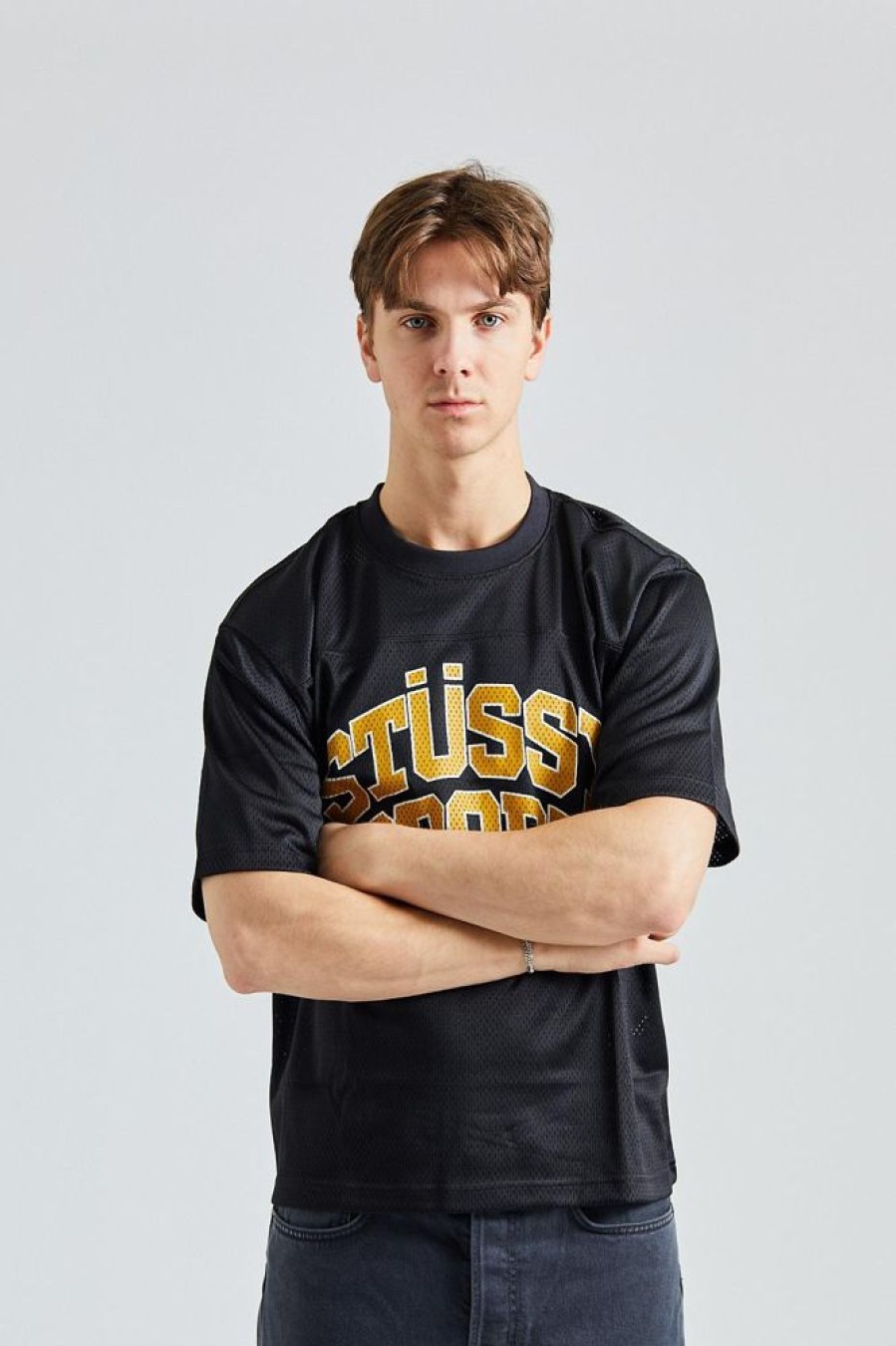 Herre Stüssy T-Skjorter | Sport Mesh Football Jersey Black