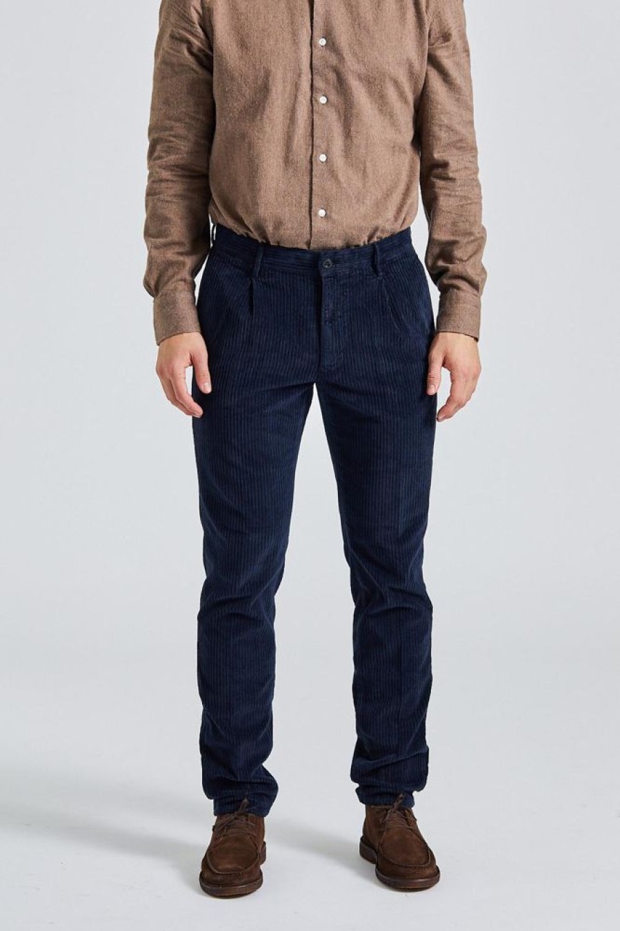 Herre Incotex Bukser | Corduroy Trouser Blue