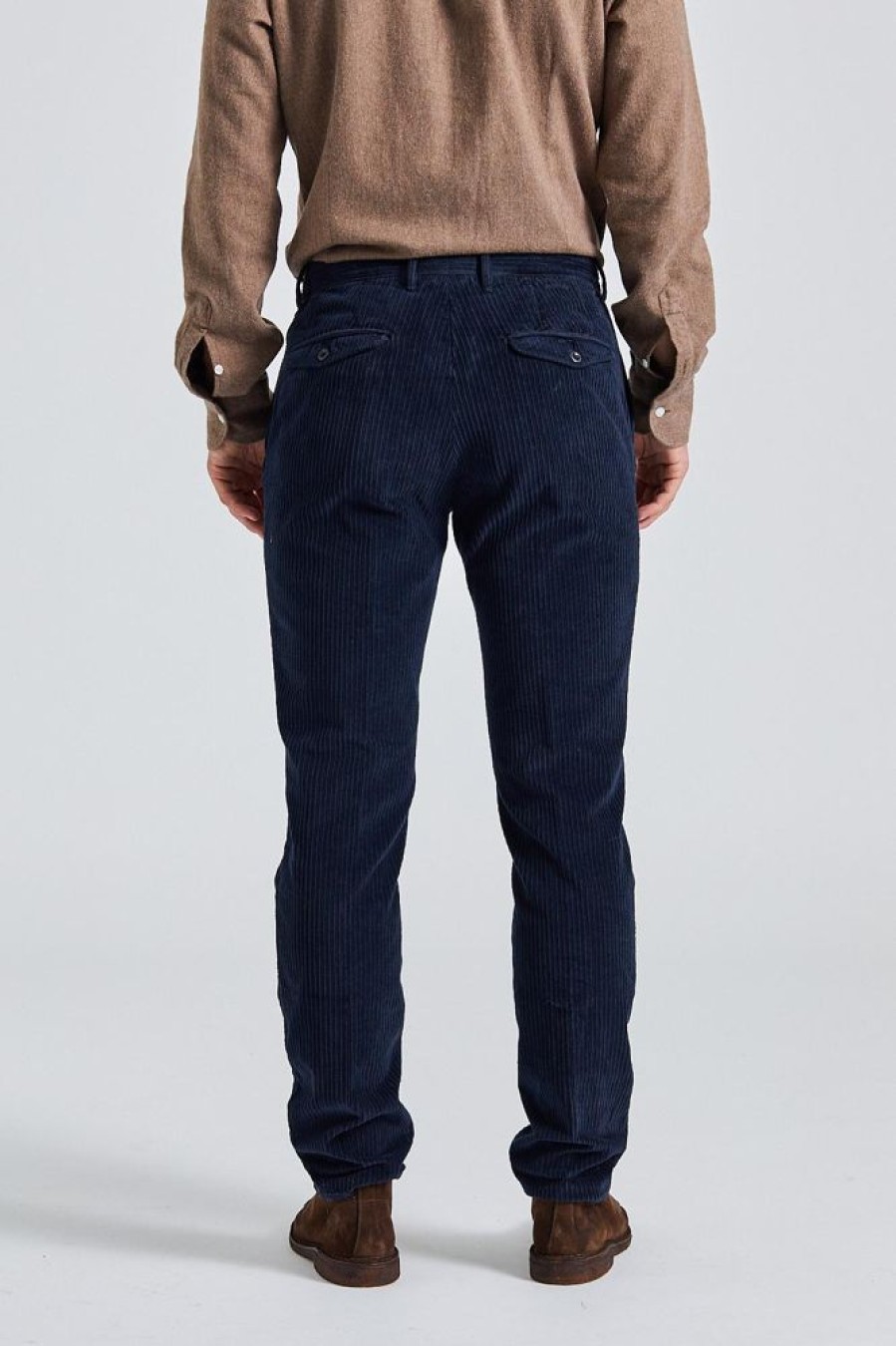 Herre Incotex Bukser | Corduroy Trouser Blue