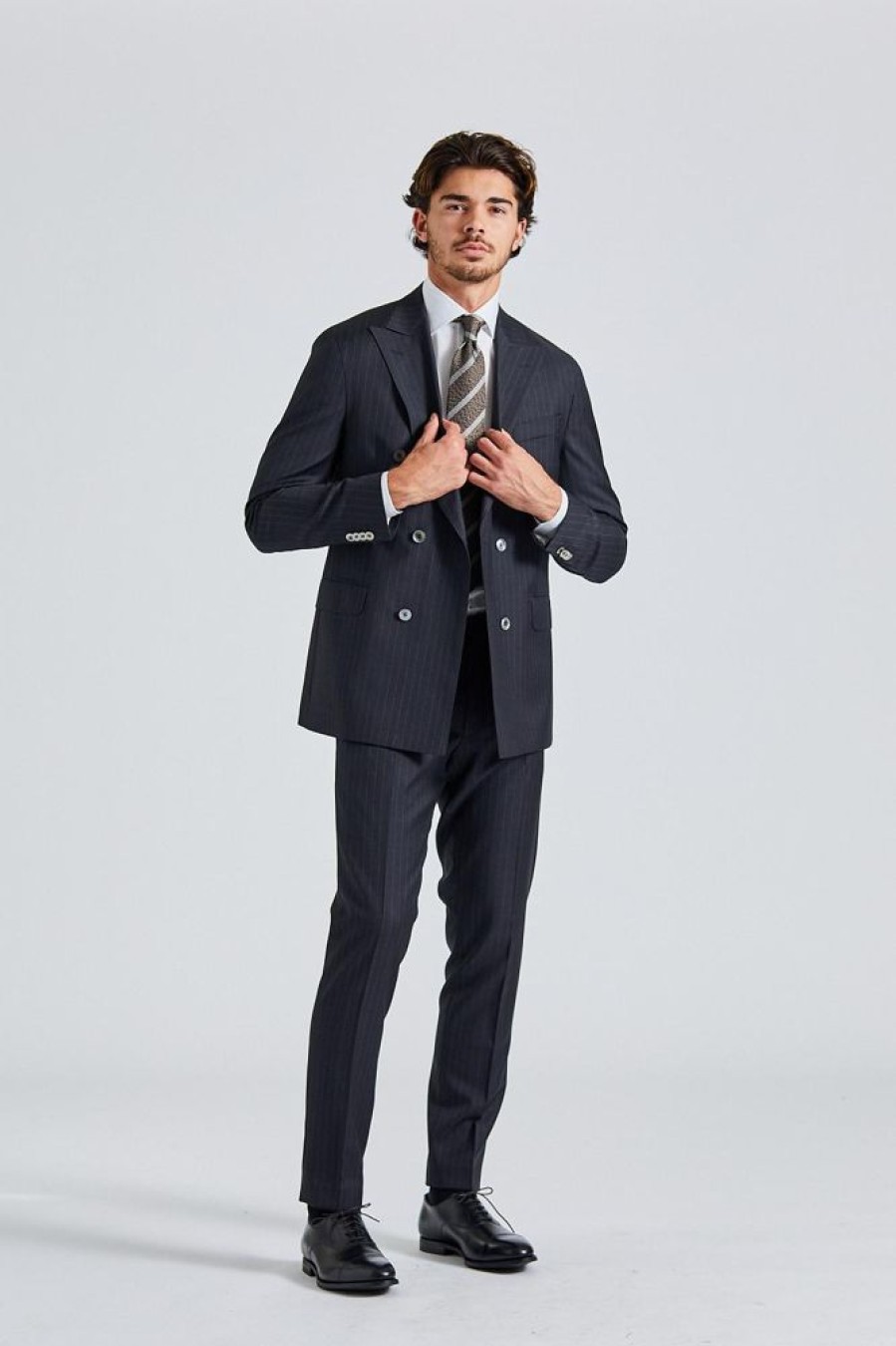 Herre Oscar Jacobson Dresser | Farris Denz Suit Dark Grey Pinstripe