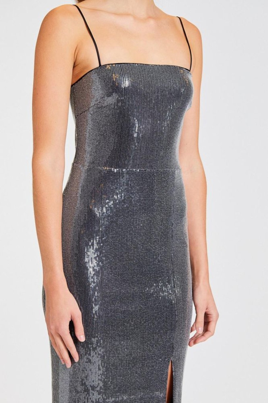 Dame ROTATE Birger Christensen Kjoler | Sequin Maxi Slit Dress Black