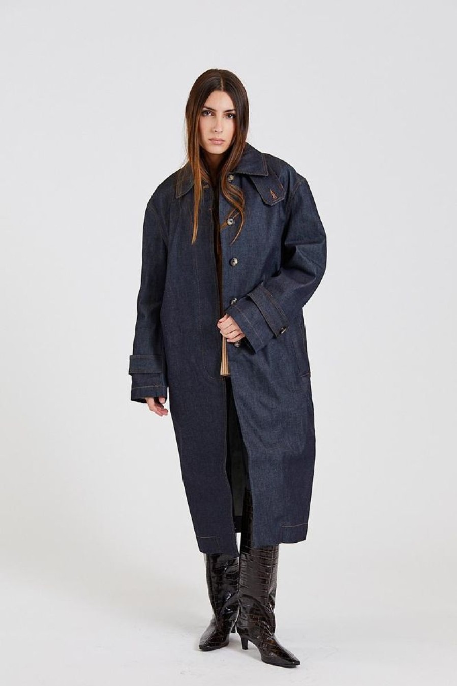 Dame Toteme Kaper | Oversized Denim Car Coat Raw