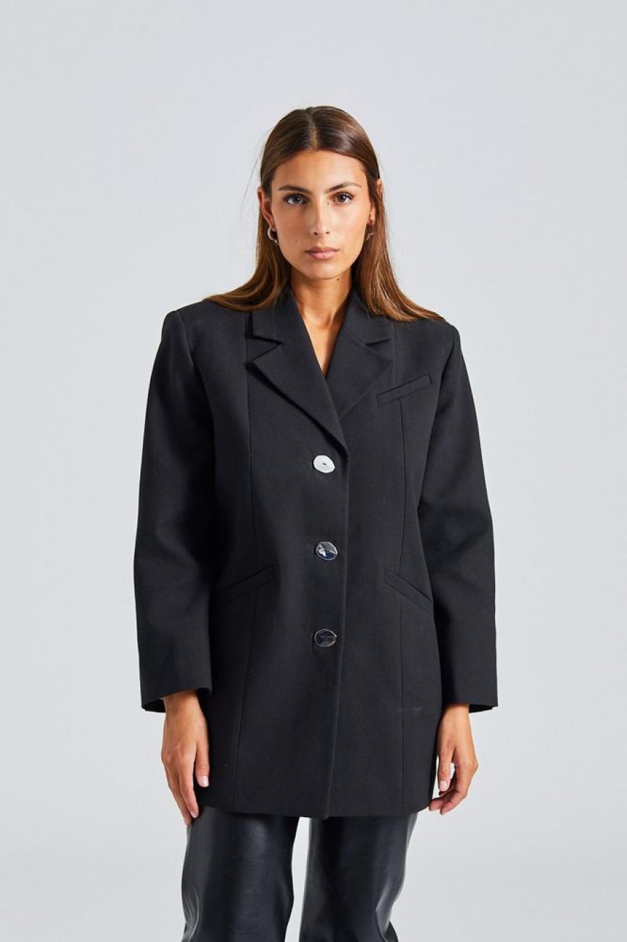 Dame Ganni Blazere | Cotton Suiting Oversized Blazer Black