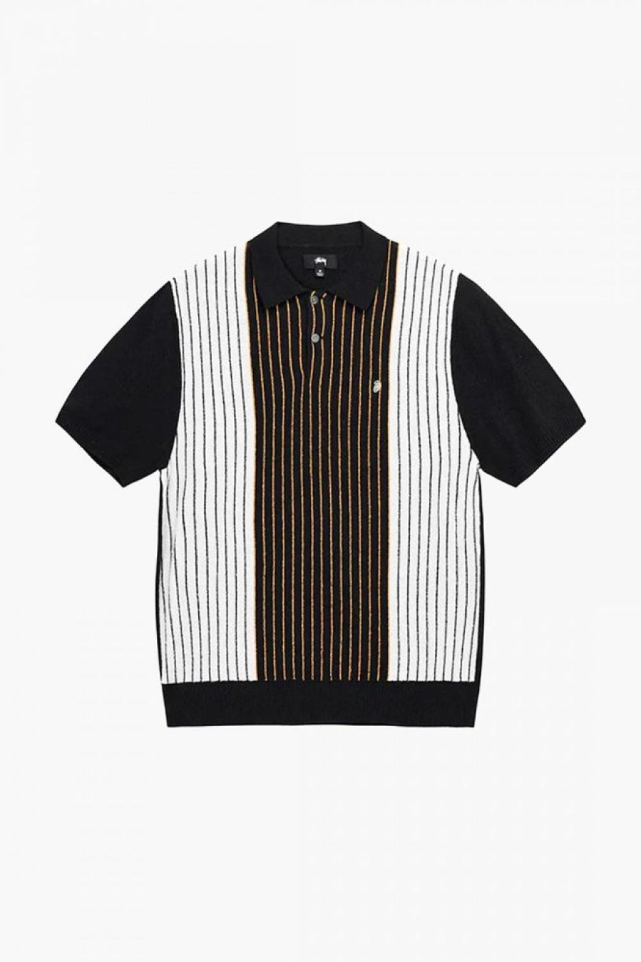 Herre Stüssy Skjorter | Textured Ss Polo Sweater Black Stripe