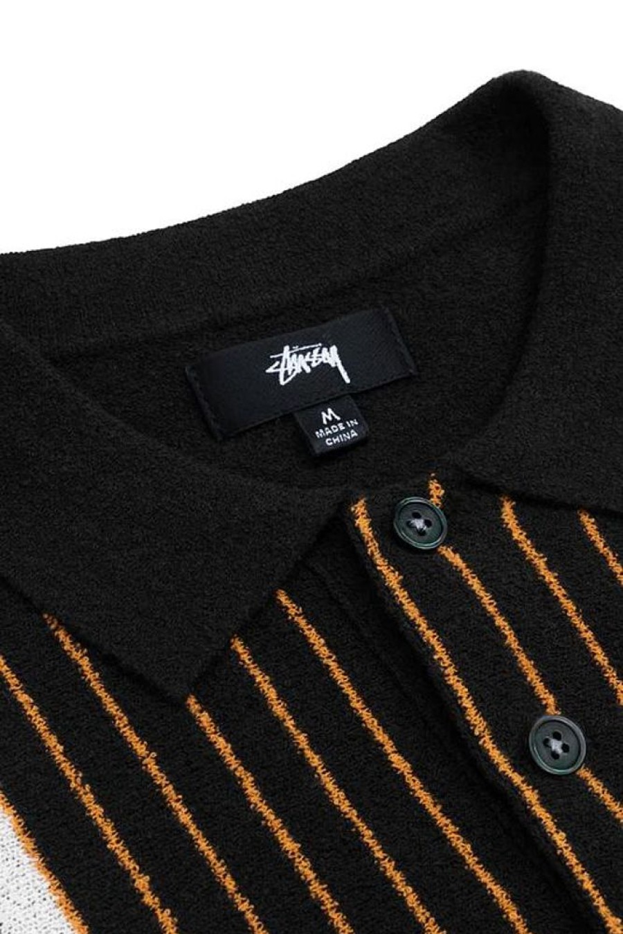 Herre Stüssy Skjorter | Textured Ss Polo Sweater Black Stripe