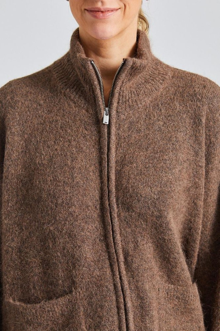 Dame Holzweiler Gensere | Tine Fluffy Cardigan Dk Brown