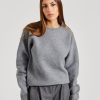 Dame Toteme Gensere | Crew-Neck Wool Knit Grey Melange