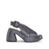 Dame Ganni Pumps | Retro Heeled Platform Cross Sandal Glitter Silver