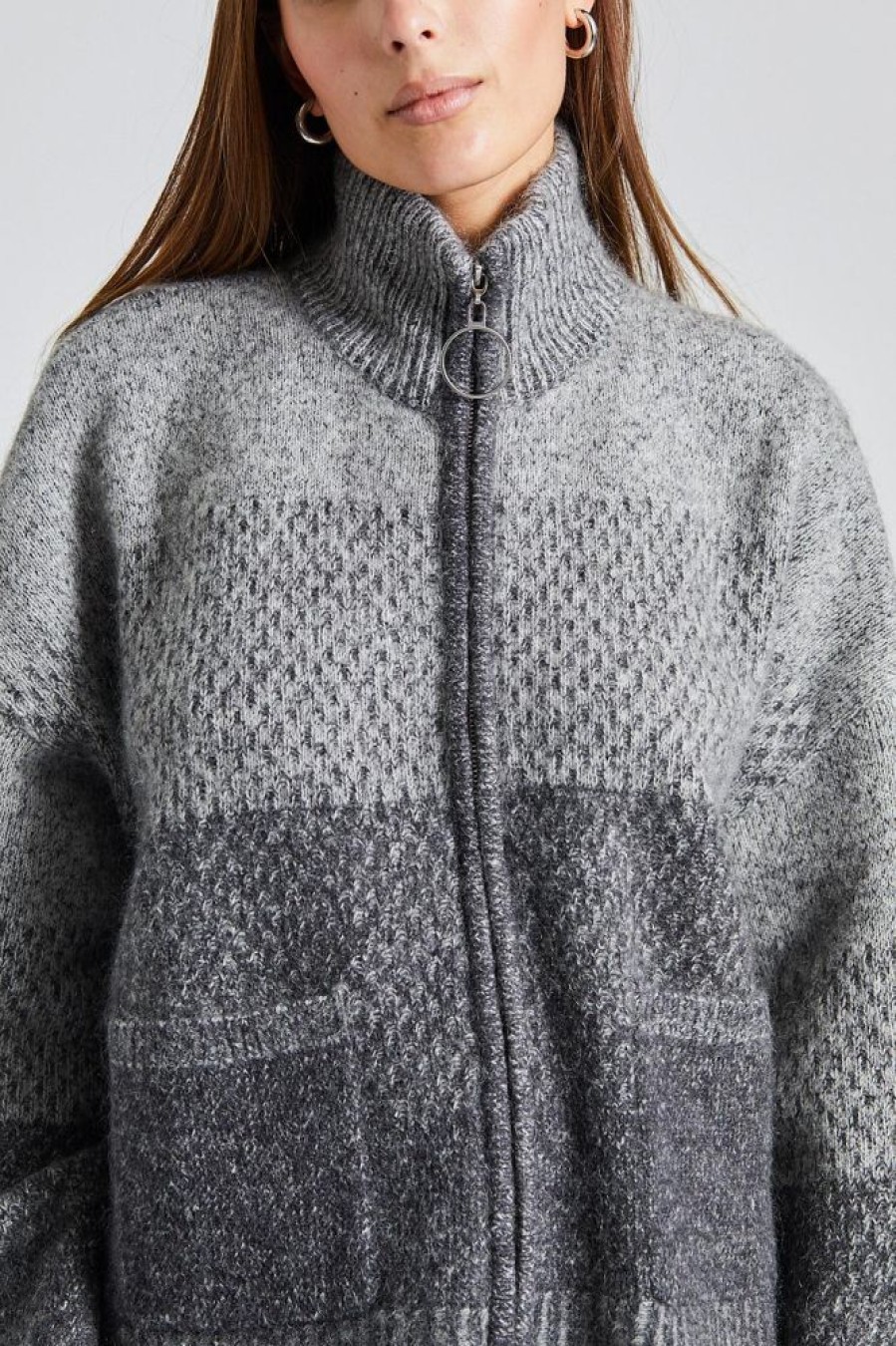 Dame Holzweiler Gensere | Tine Knit Cardigan Dk Grey Mix